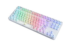 Wireless RGB Gaming Keyboard with 3 Modes, 87 Keys, Fully Transparent Hot Swap Compact Mechanical Keyboard